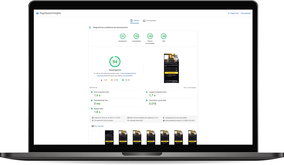Macbook de PageSpeed Insights
